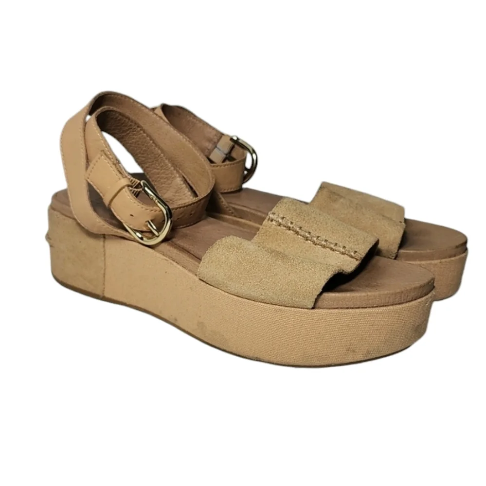 UGG Australia Tan Marchella‎ Open Toe Suede Platform Sandals Size 7.5
